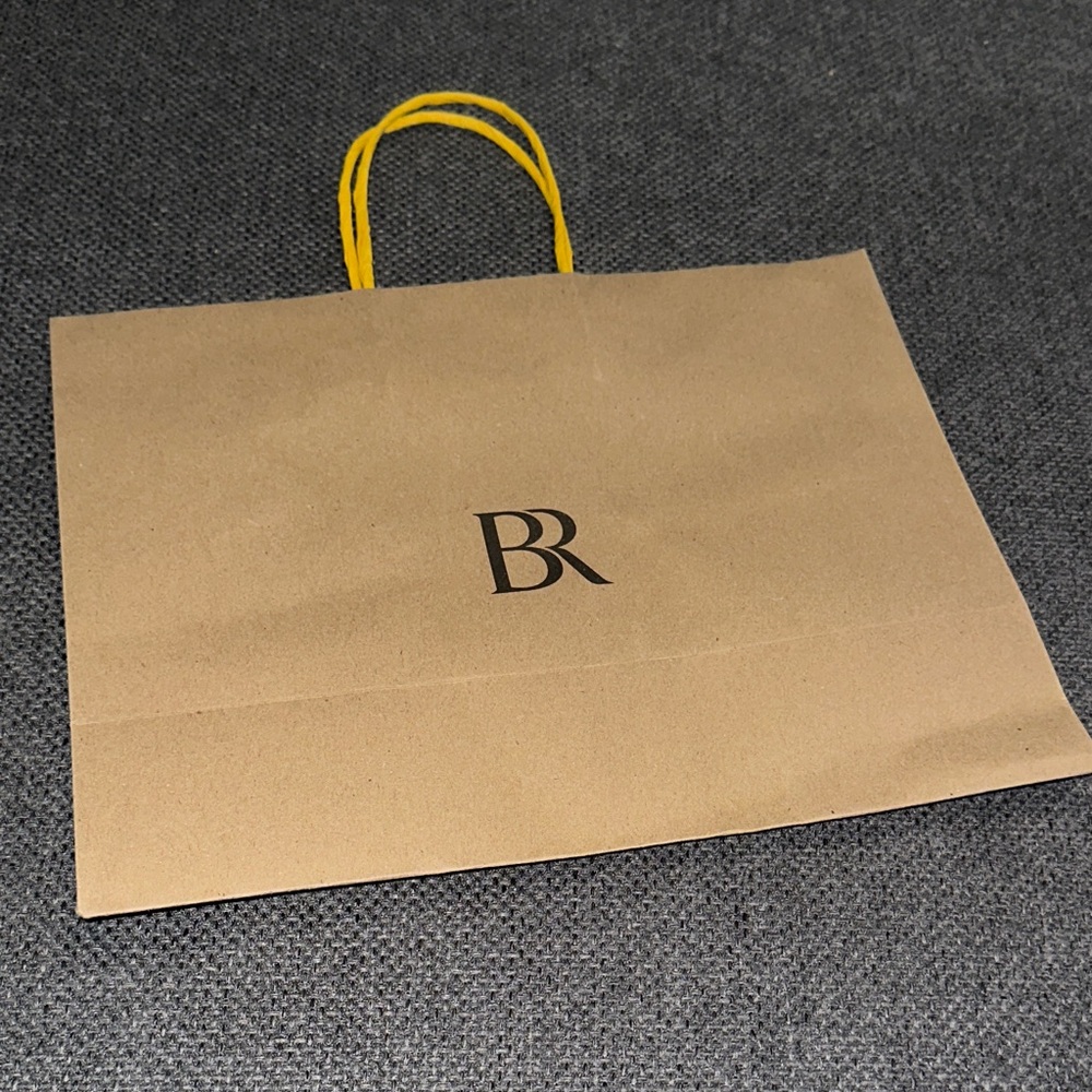 Banana Republic Tan Bag with Yellow Handles